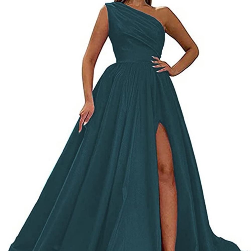 One shoulder a-line evening gown